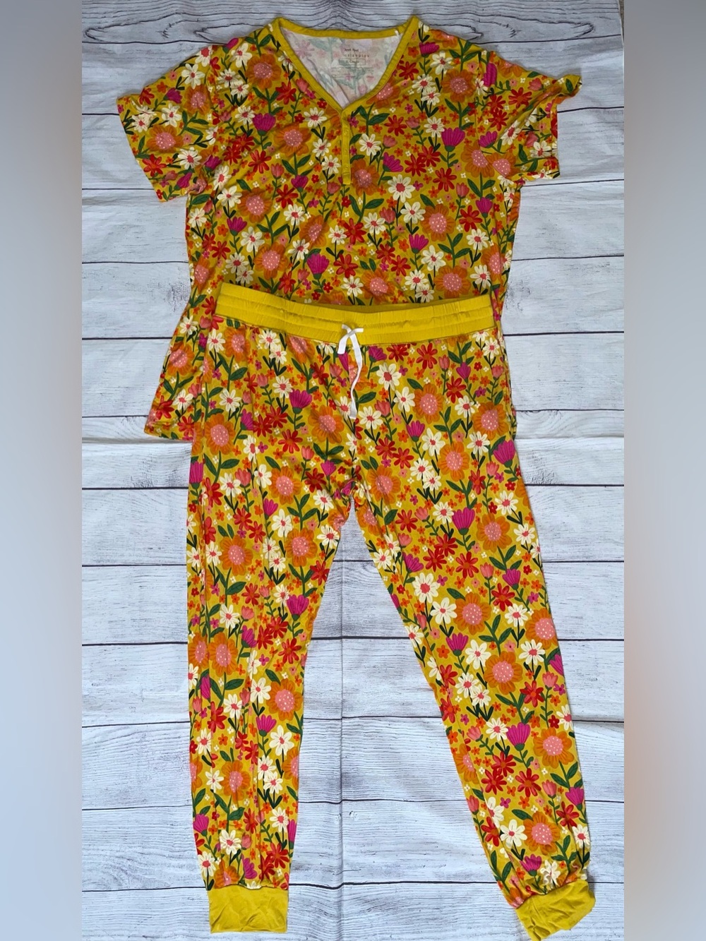 Little Sleepies Sunny Garden Floral Yellow Pajama Set